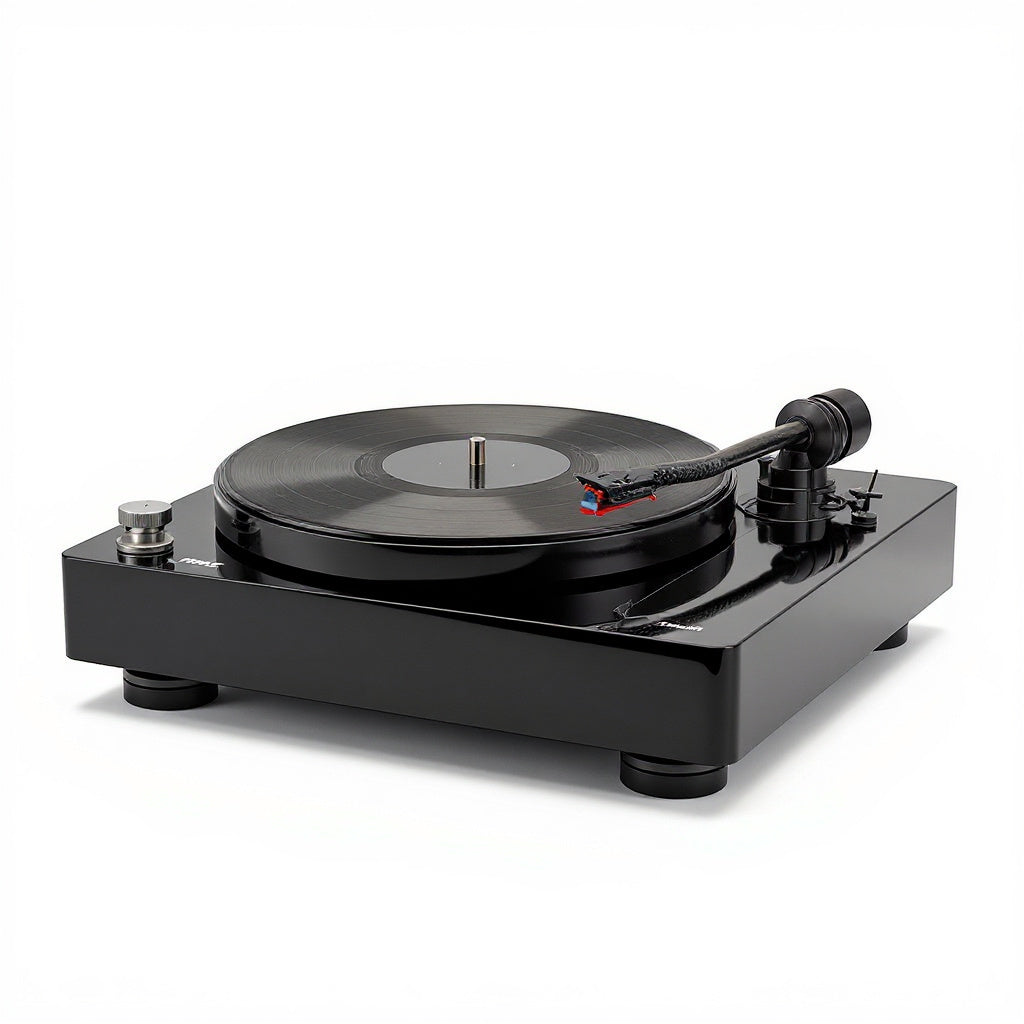 Carbon Fiber Turntable – 16.5 x 12.6 x 4.3 in, Gloss Black, Retro Style