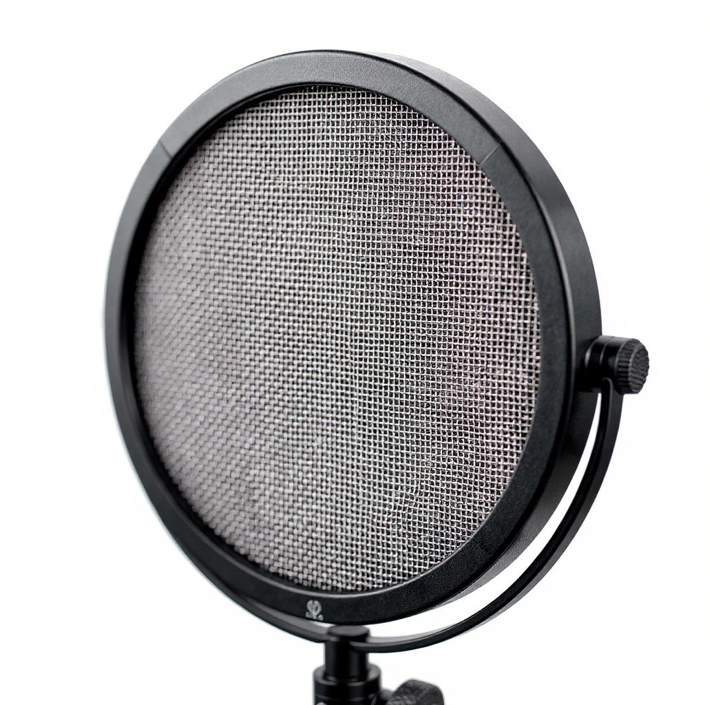 Microphone Pop Filter – Dual-Layer Nylon Mesh, Steel Gooseneck, Fits Most Mic Stands, Black