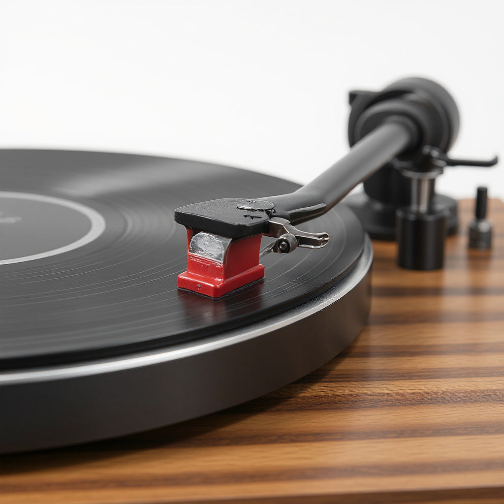 Metal Turntable – 16.5 x 14 x 5 in, Walnut Finish, Minimalist