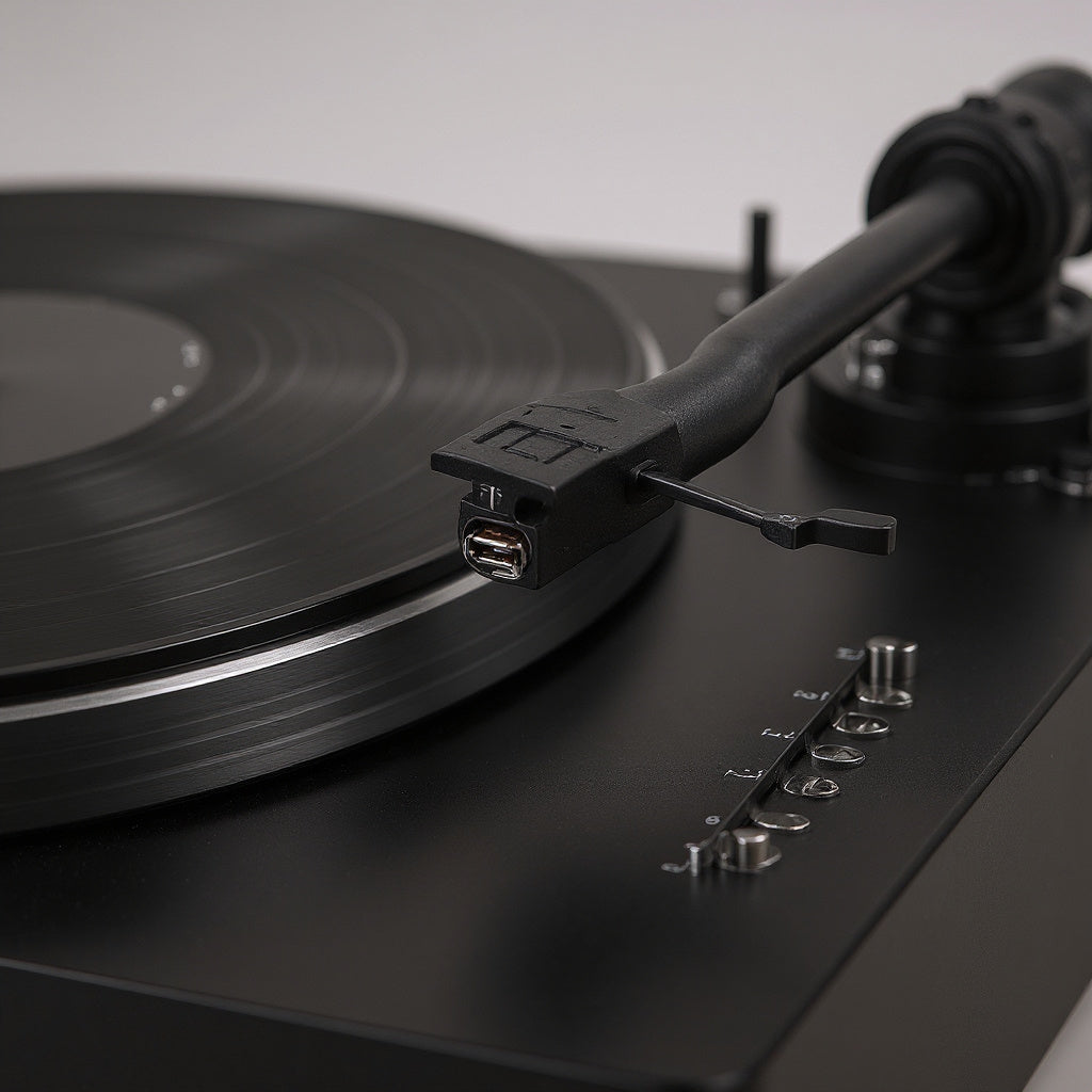 Plastic and Metal USB Turntable – 14 x 11.8 x 4.3 in, Matte Black, Retro Modern