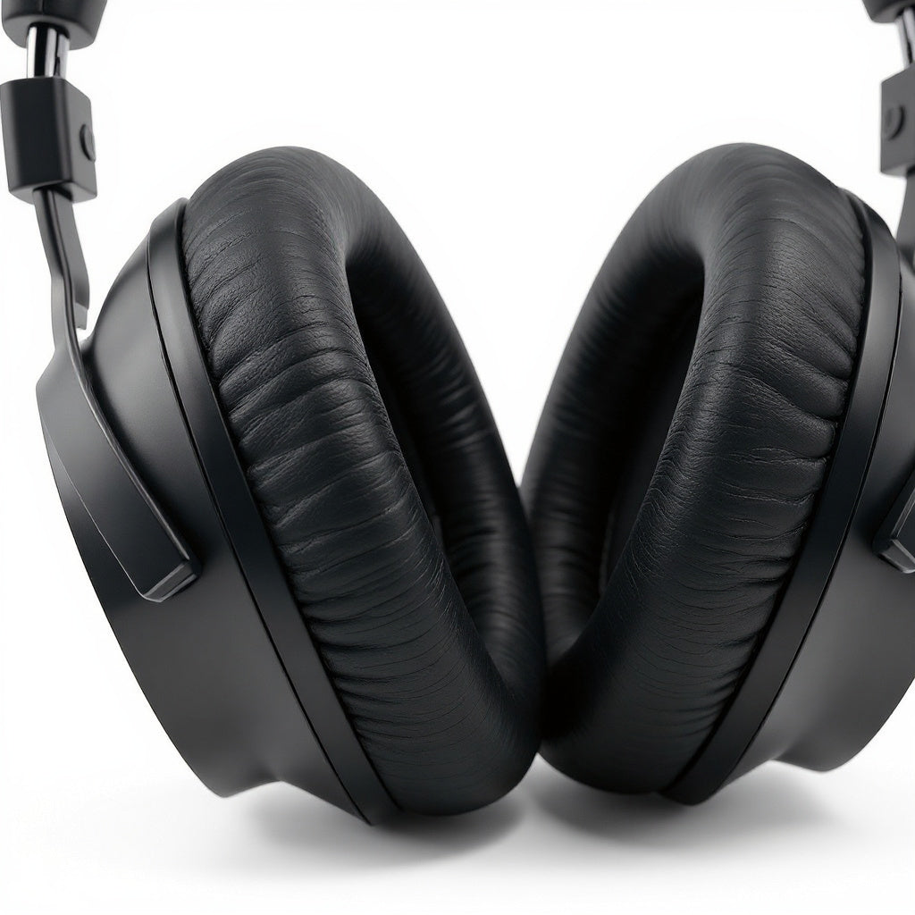 Open-Back Headphones – 50mm Drivers, Leather Ear Pads, Black
