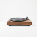 Metal Turntable – 16.5 x 14 x 5 in, Walnut Finish, Minimalist