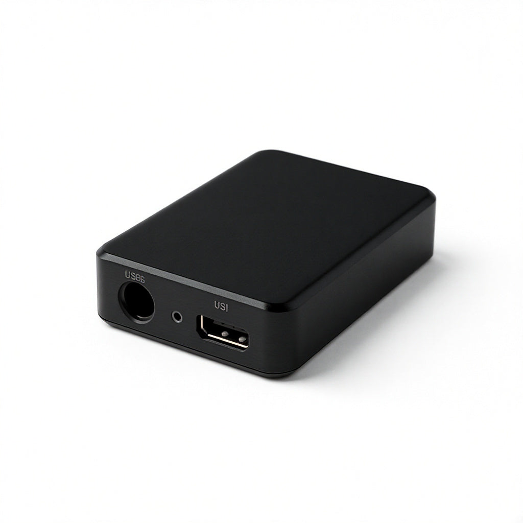 Aluminum Portable Digital Audio Converter Headphone Amplifier – 3.5 x 2.1 x 0.6 in, Black, Minimalist