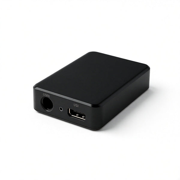 Aluminum Portable Digital Audio Converter Headphone Amplifier – 3.5 x 2.1 x 0.6 in, Black, Minimalist