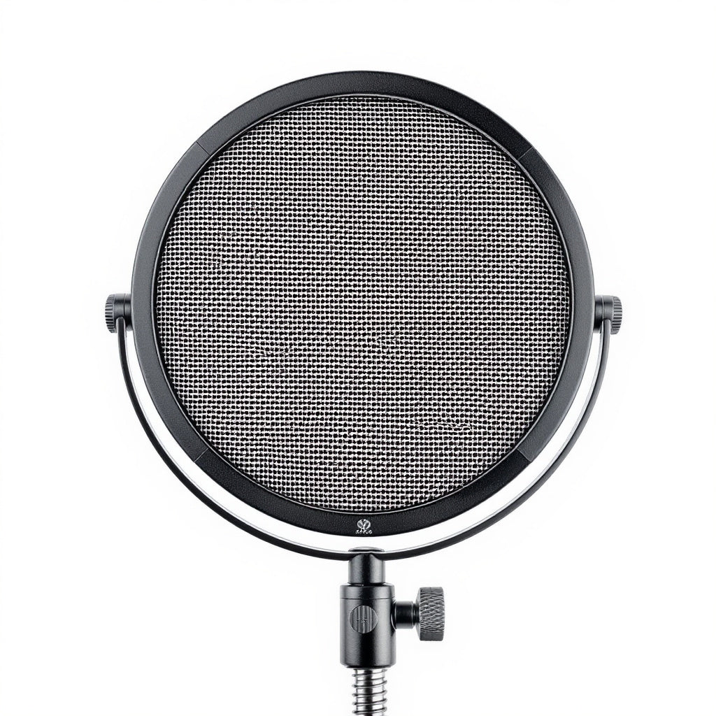 Microphone Pop Filter – Dual-Layer Nylon Mesh, Steel Gooseneck, Fits Most Mic Stands, Black