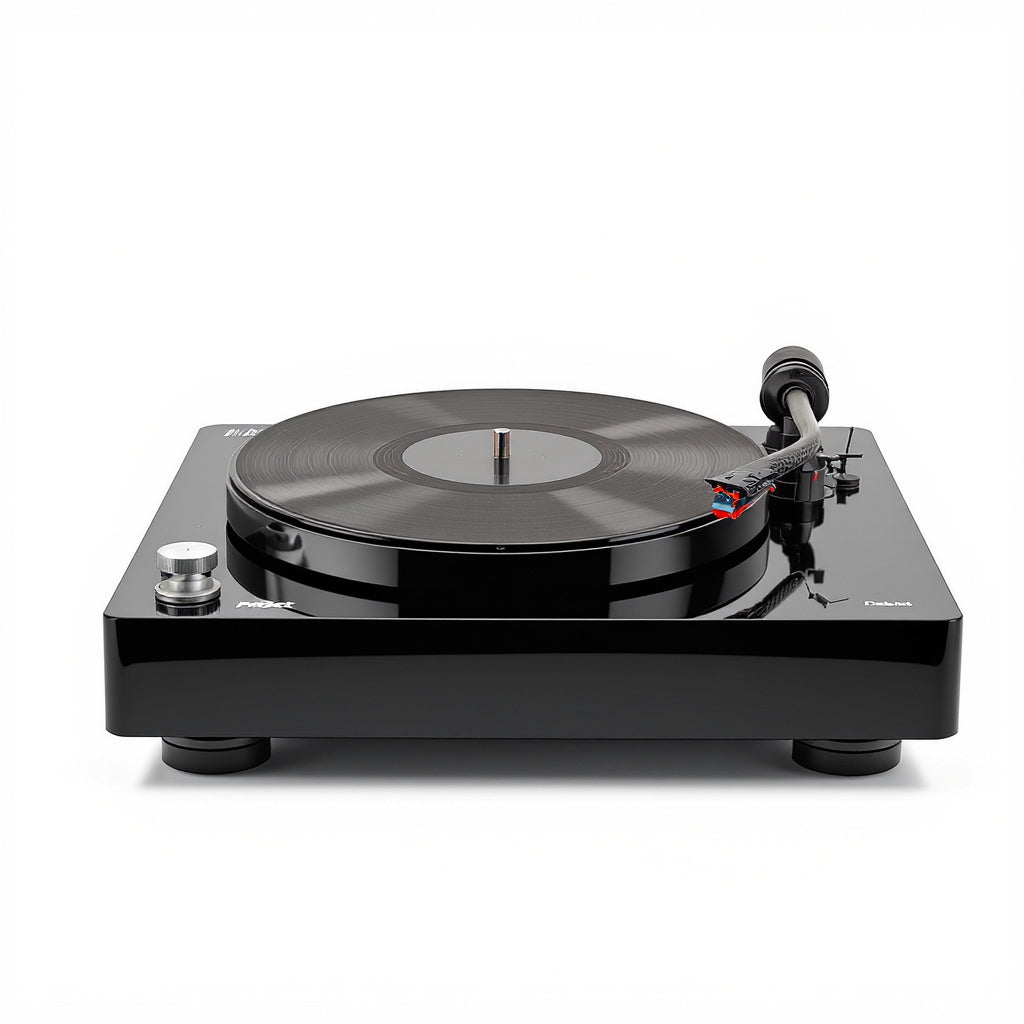 Carbon Fiber Turntable – 16.5 x 12.6 x 4.3 in, Gloss Black, Retro Style