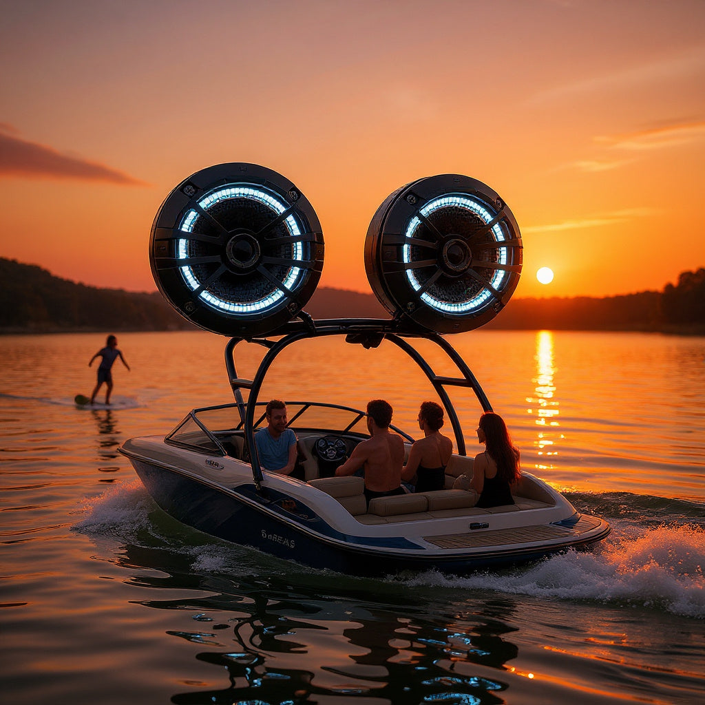 Wakeboard Tower Speakers – 6.5" Marine Grade, LED Lighting, Universal Mounting