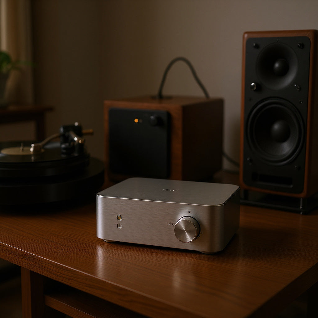 Phono Preamplifier – Compact Design, Metal Housing, RCA Connectivity