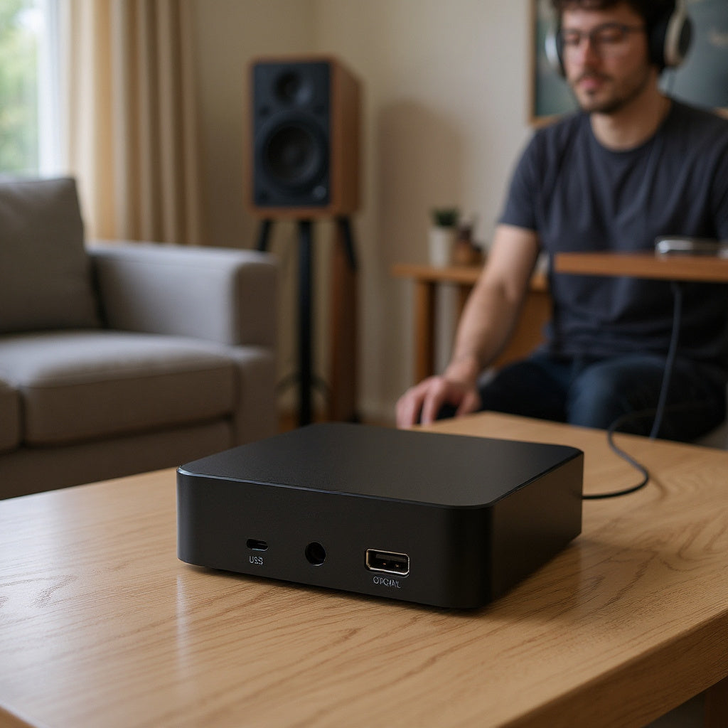 Digital-to-Analog Converter – 24-bit/192kHz, USB & Optical Input, Compact Metal Design