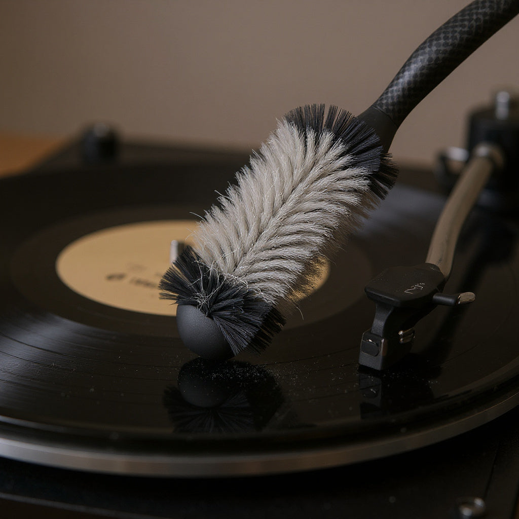 Record Cleaner Brush – Carbon Fiber Bristles, Ergonomic Handle, 12” Vinyl Compatibility