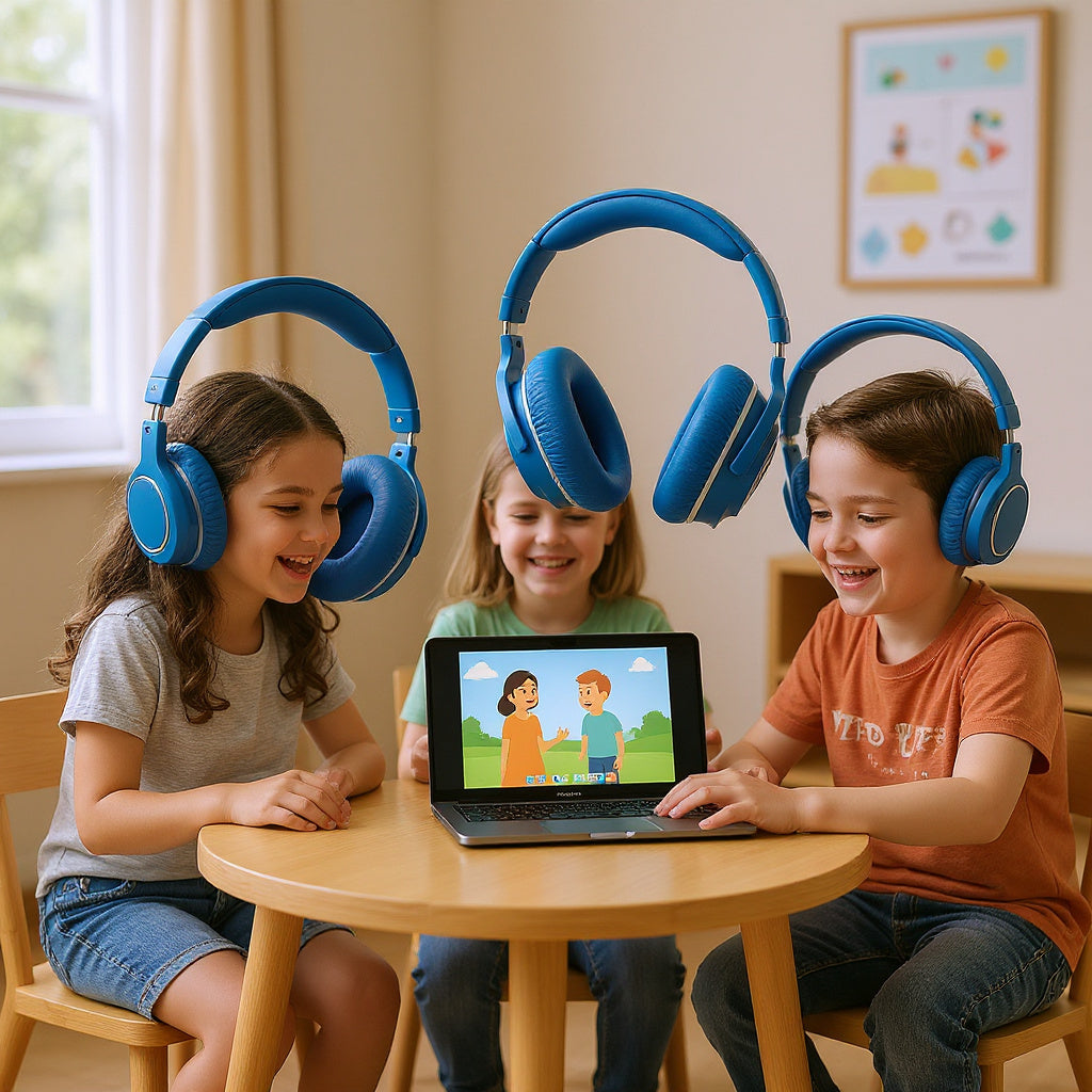 Volume Limited Headphones – 85dB Safe Volume, Ergonomic Design, Blue