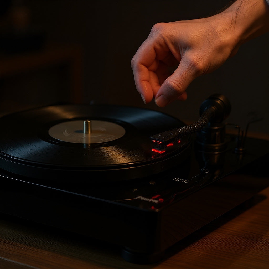 Carbon Fiber Turntable – 16.5 x 12.6 x 4.3 in, Gloss Black, Retro Style